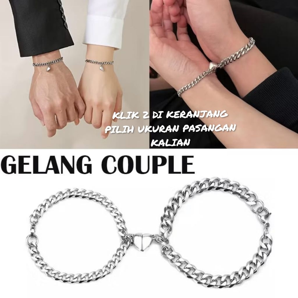 100% ANTI KARAT GELANG TITANIUM RANTAI COUPLE MAGNET LOVE MURAH