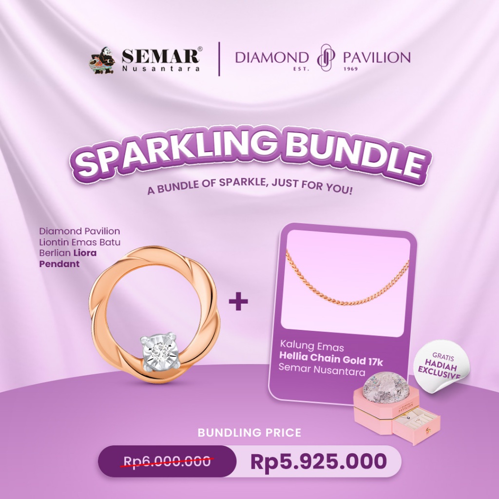 [BUNDLE] LIONTIN LIORA DIAMOND PAVILION & KALUNG EMAS HELIA 17K SEMAR NUSANTARA