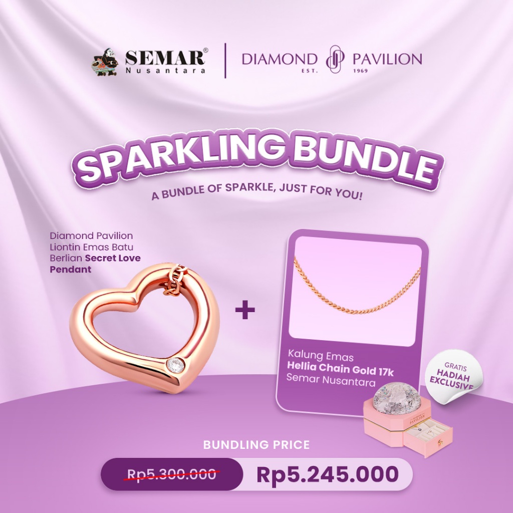 [BUNDLE] LIONTIN LOVE SECRET DIAMOND PAVILION & KALUNG EMAS HELIA 17K SEMAR NUSANTARA