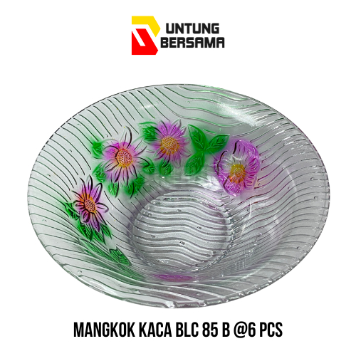 [6 PCS] MANGKOK KACA BLC 85 B / MANGKOK KACA MOTIF BUNGA / MANGKOK SOUVENIR