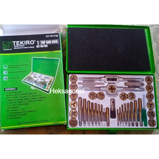 Tekiro Tap And Dies Set 40Pcs Alat Senai & Tap Ulir Baut Senai BPN