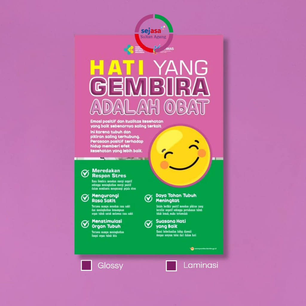 Poster Hati Yang Gembira Adalah Obat | Poster Gerakan Masyarakat (Germas) | Poster Kesehatan