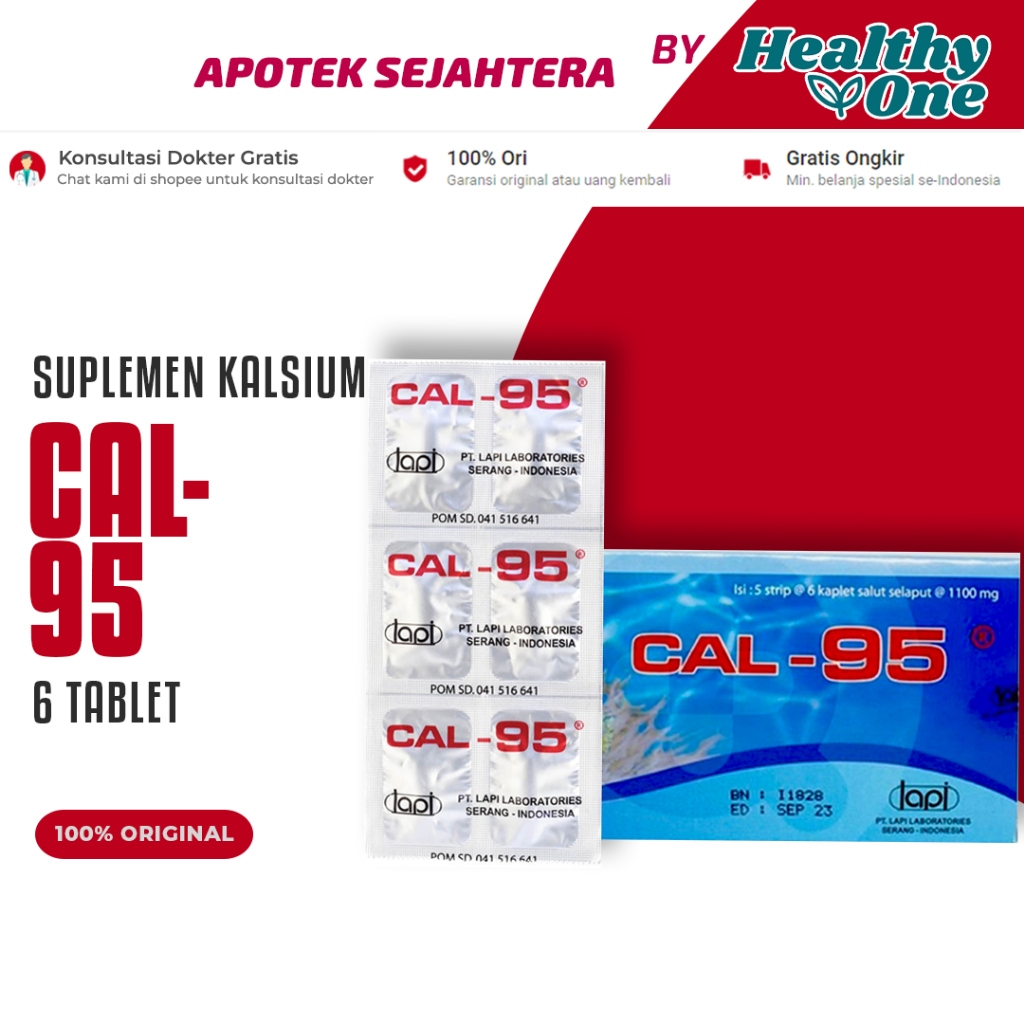 Cal-95 Suplemen Tulang 1 Strip 6 Kaplet / Cal 95