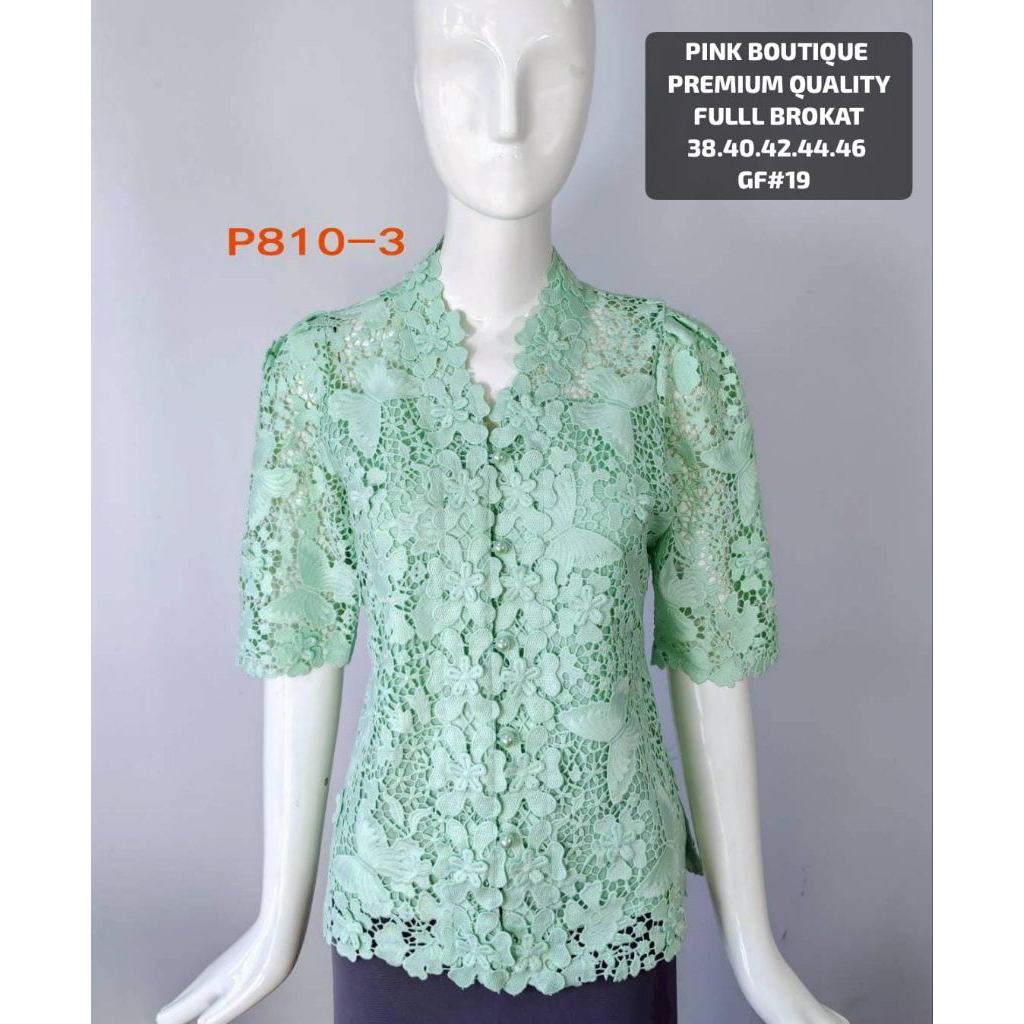 ATASAN BRUKAT PINK BOUTIQUE P810-3 KANCING DEPAN WANITA ATASAN KEBAYA BROKAT