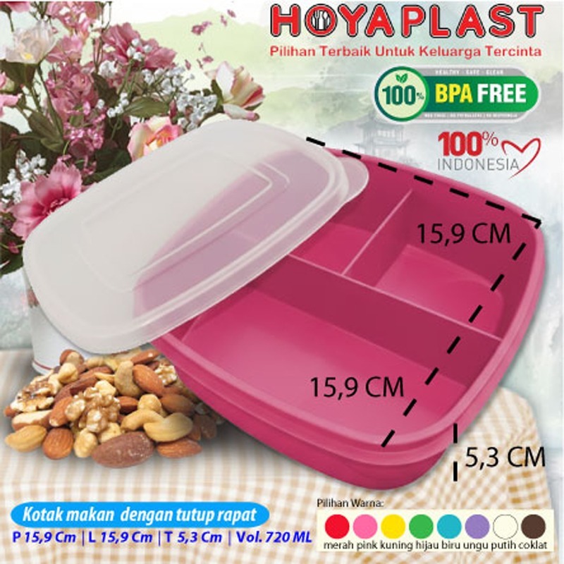 HOYAPLAST Kotak Makan Dengan Tutup Rapat / Lunch Box Tutup Rapat BPA Free