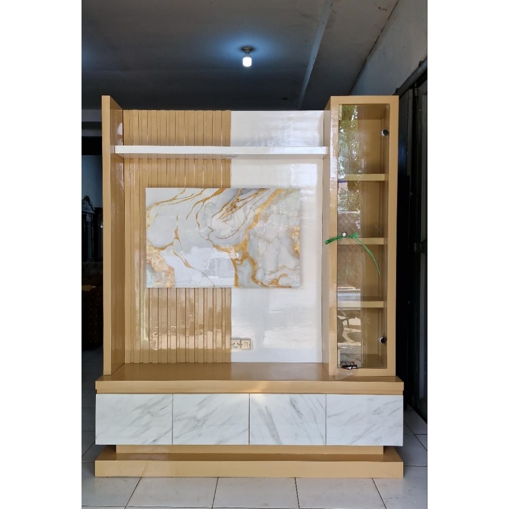 Backdrop TV HPL 160x200 cm Rak TV minimalis elegan mewah