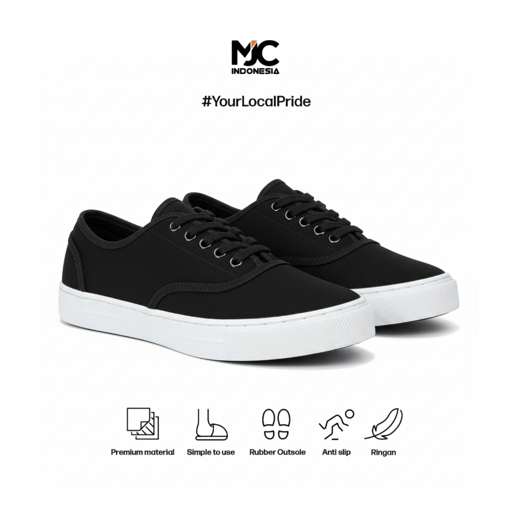 MJC Indonesia Sepatu Sneakers Pria Dan Wanita Kets Casual SKATE ON Series Hitam Putih Sol Karet Anti