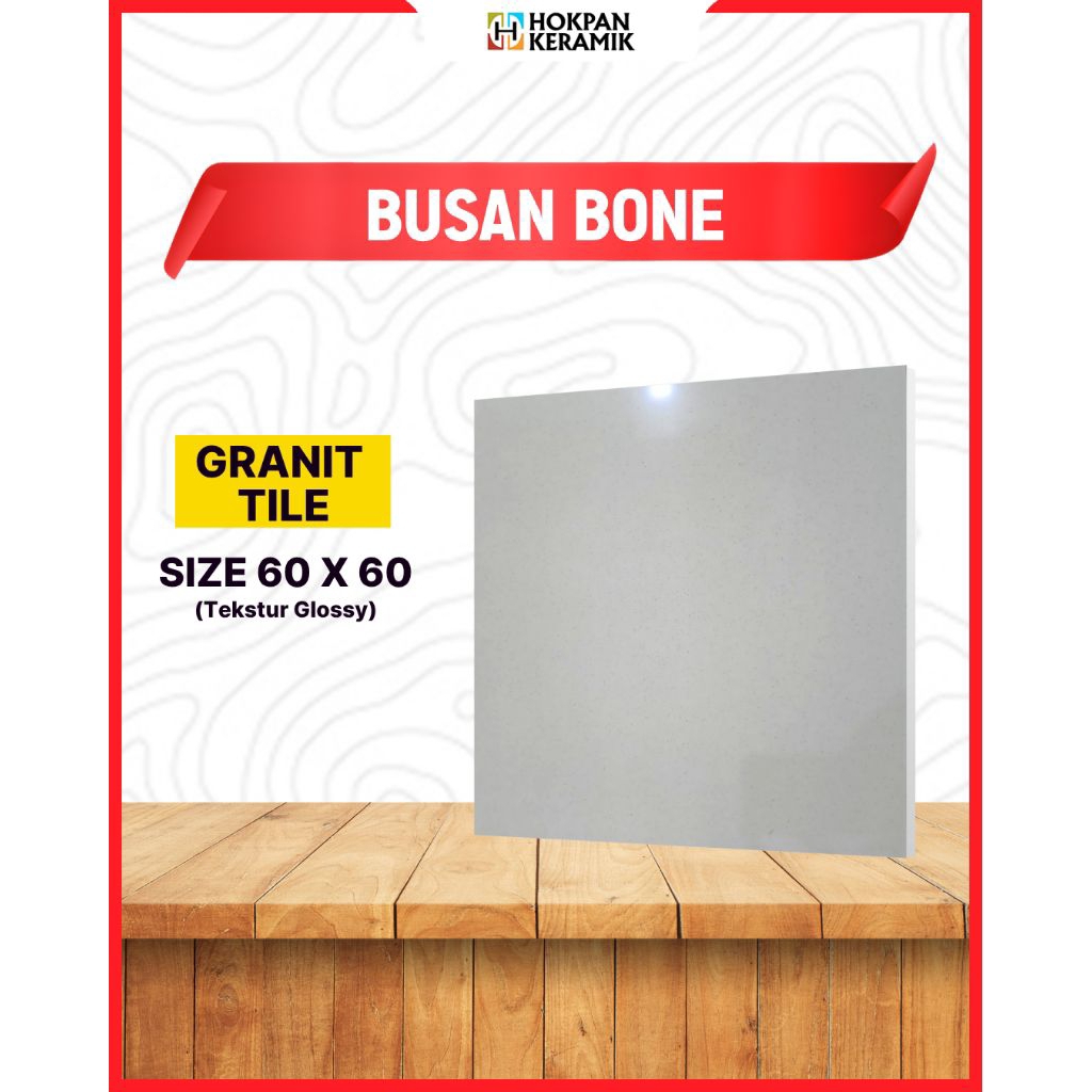 Granite Lantai Polos Busan Bone 60x60 Glossy - Hokpan Keramik