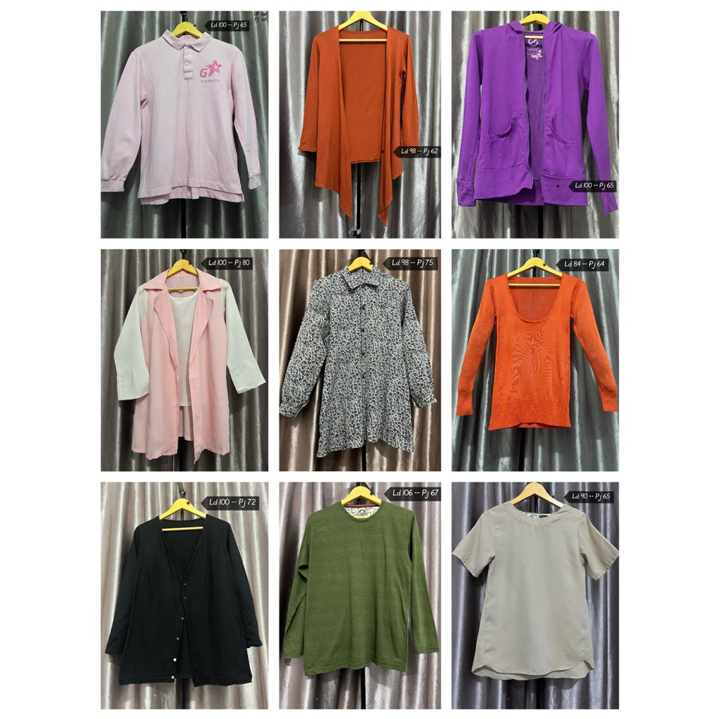 Preloved Baju atasan kaos lengan panjang lengan pendek wanita perempuan blazer tunik jaket brand