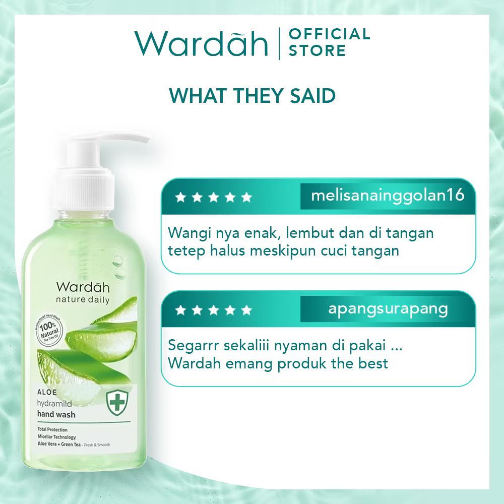 WARDAH Nature Daily Aloe Hydramild Hand Wash Sabun cuci tangan Natural Aloe Vera dan Tea Tree Oil
