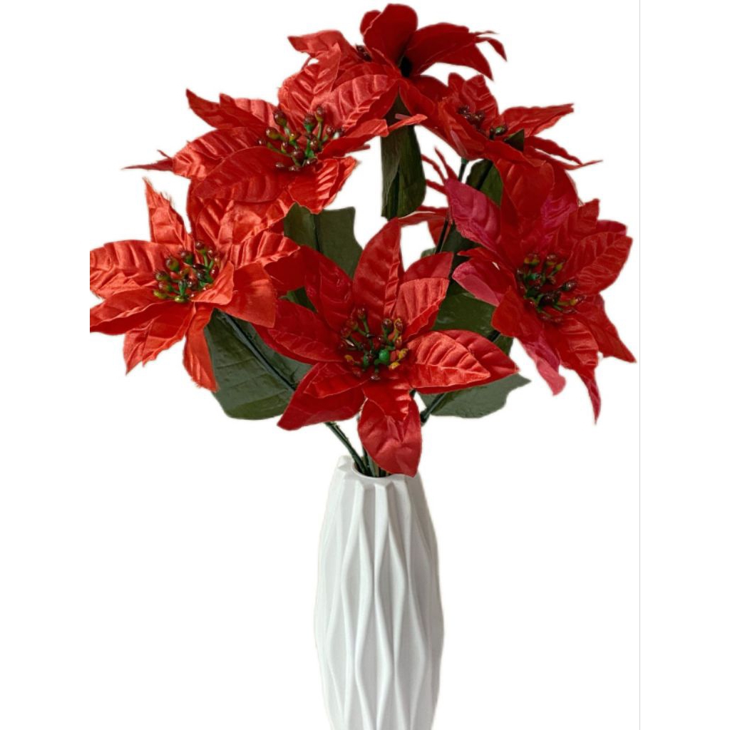 Bunga natal ponsentia kastuba merah artificial palsu dekorasi buket