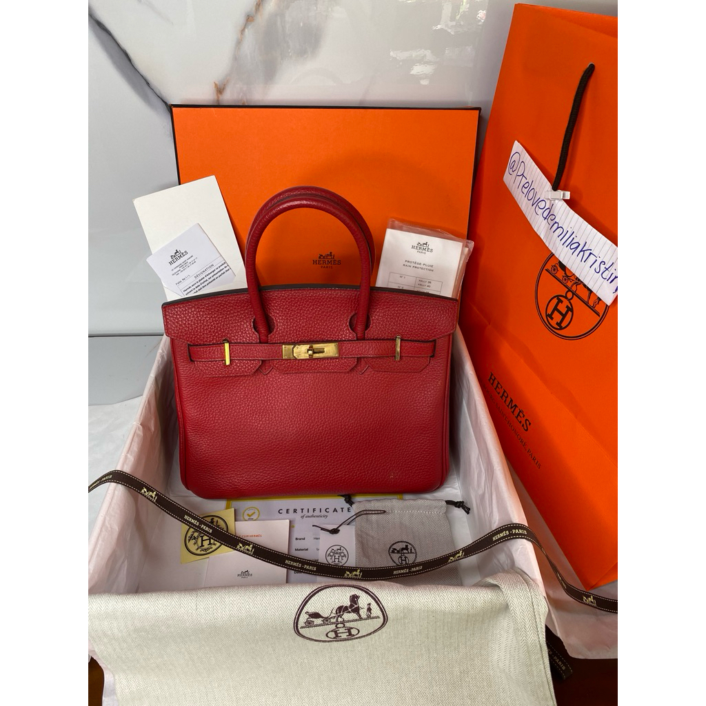 Preloved birkin 30 rouge casaque togo ghw stamp #P