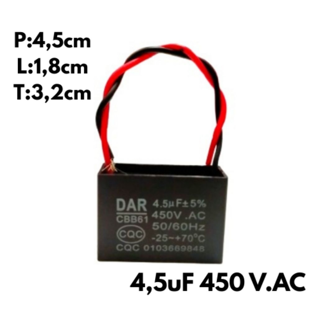 Dinamo Kipas Angin 4,5UF 450vac Kapasitor Kipas Angin 4,5uf 450v