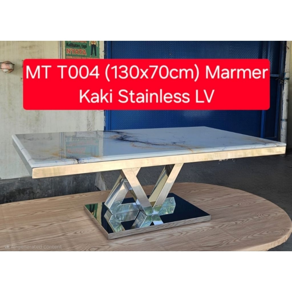 meja tamu marmer segi uk 130x70