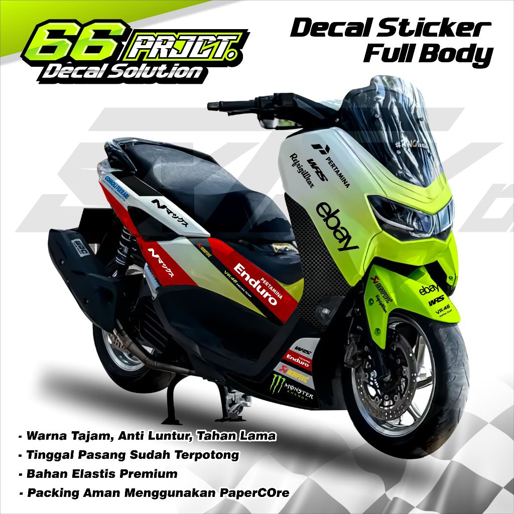 Decal Stiker Yamaha Nmax New Tahun 2020-2024 Full Body Stiker Variasi Nmax Ol Model Vr46 Racing Team