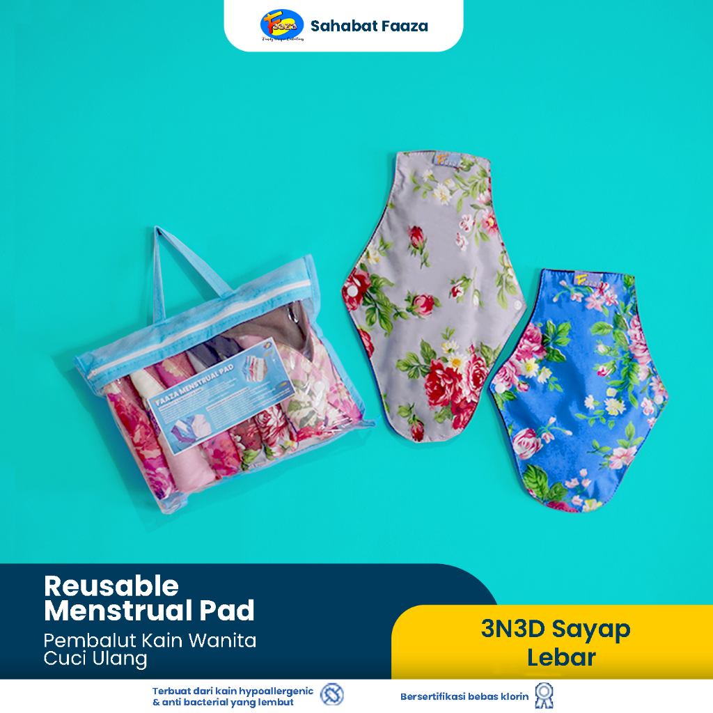 Faaza Motif Mix Pembalut Kain Wanita Cuci Pakai Ulang Menstrual Pad Menspad Softex Kain Cuci Ulang
