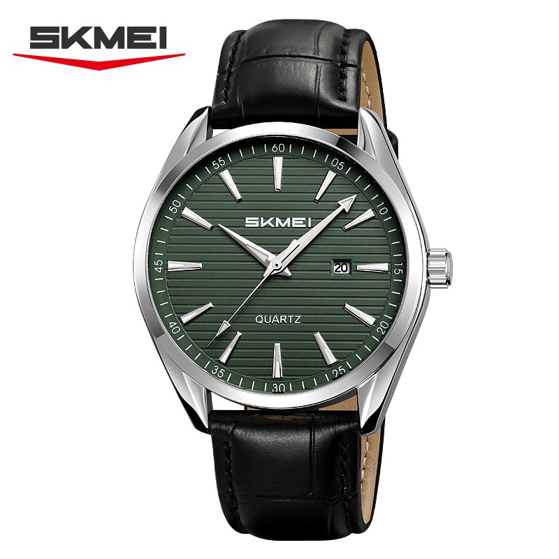 Jam Tangan ANALOG PRIA SKMEI 2490 SILVER GREEN Water Resistant 30m