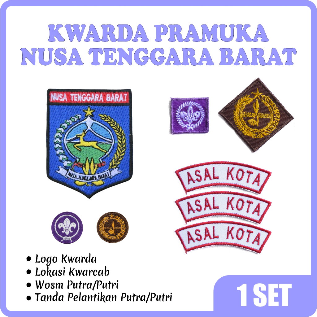 1 Set Bordir Kwarda Pramuka NTB – Atribut Lengkap Untuk Seragam Pramuka