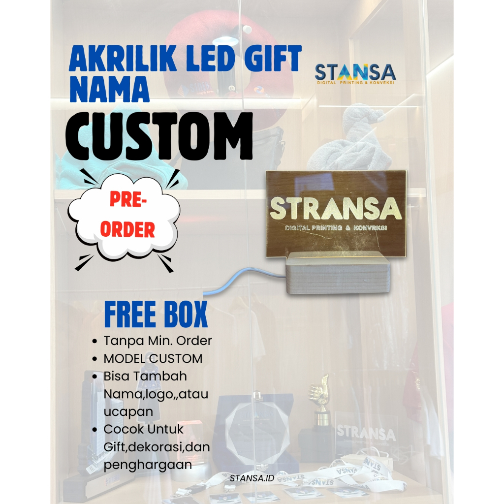 Akrilik LED Nama Custom / Lampu Nama I Acrylic LED Name Sign / Gift Custom