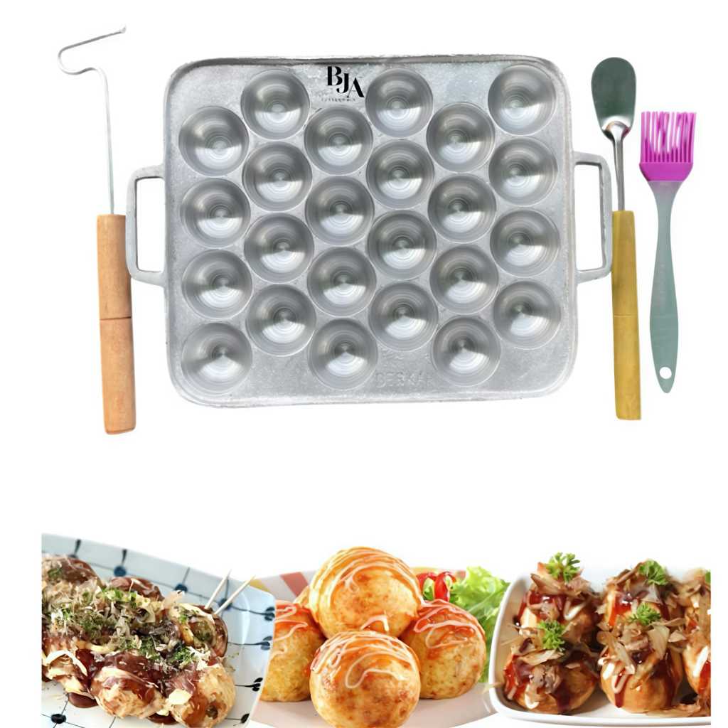 CETAKAN KUE TAKOYAKI 24 LUBANG TEBAL / CETAKAN TAKOYAKI 24LUBANG Cetakan Kue Takoyaki 24 Lubang Alum