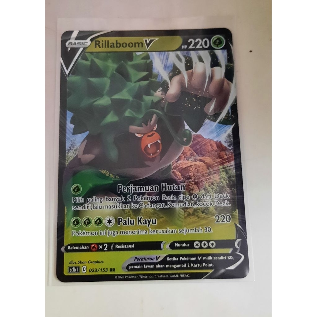 Kartu Pokemon Rillaboom V sc1b RR bahasa indo tcg