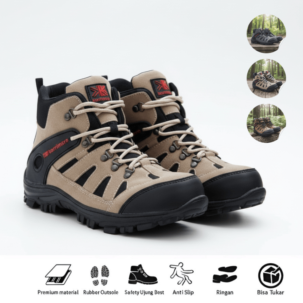 TERLARIS SEPATU SAFETY BOOTS PRIA KARRIMORE HIKING NAIK GUNUNG MURAH SEPATU KARIMORE UJUNG BESI
