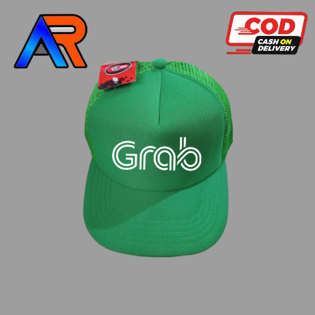 Topi Jaring Trucker Logo GRAB | Topi Murah Kerren | Topi Pria dan Wanita