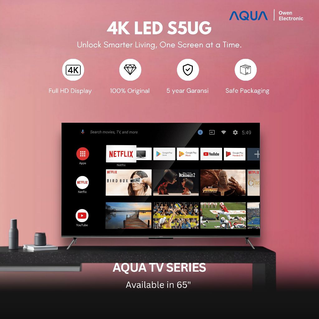 AQUA AQT65S5UG / 65S5UG 4k ANDROID TV 65 inch s5ug