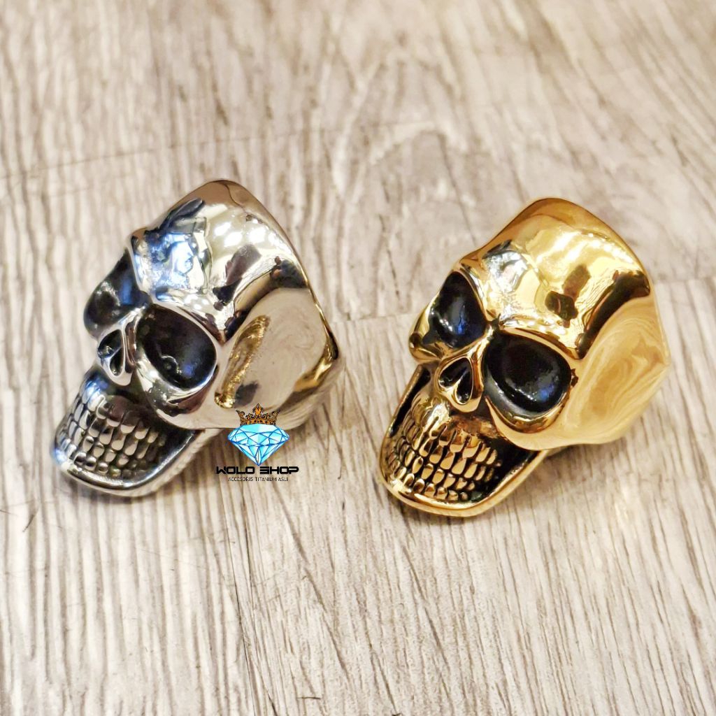 Cincin Tengkorak GUNDUL Pria Punk Super Keren