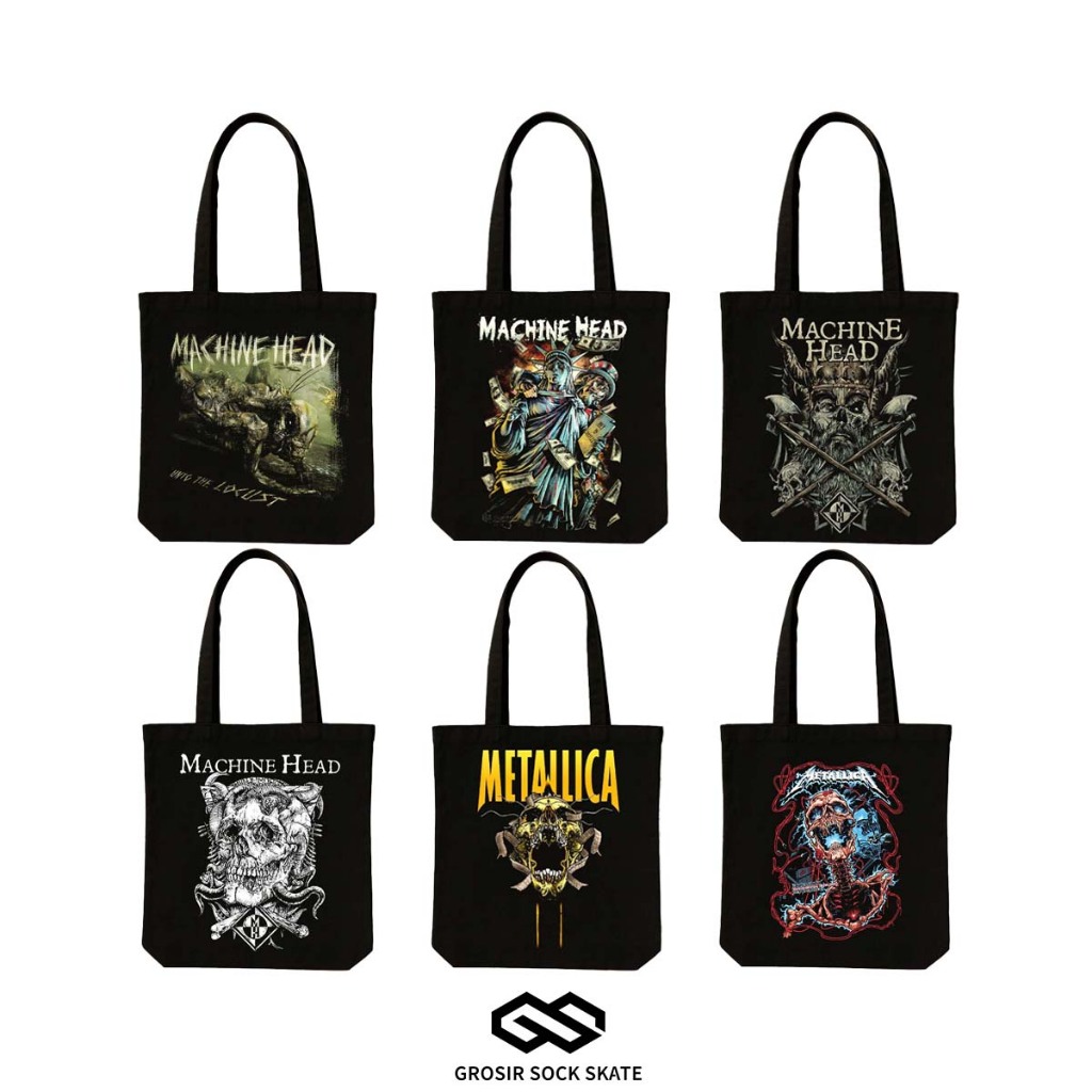 Totebag Rock & Roll – Tas Kanvas Hitam Resleting UnisexTotebag Rock & Roll – Tas Kanvas Hitam Reslet
