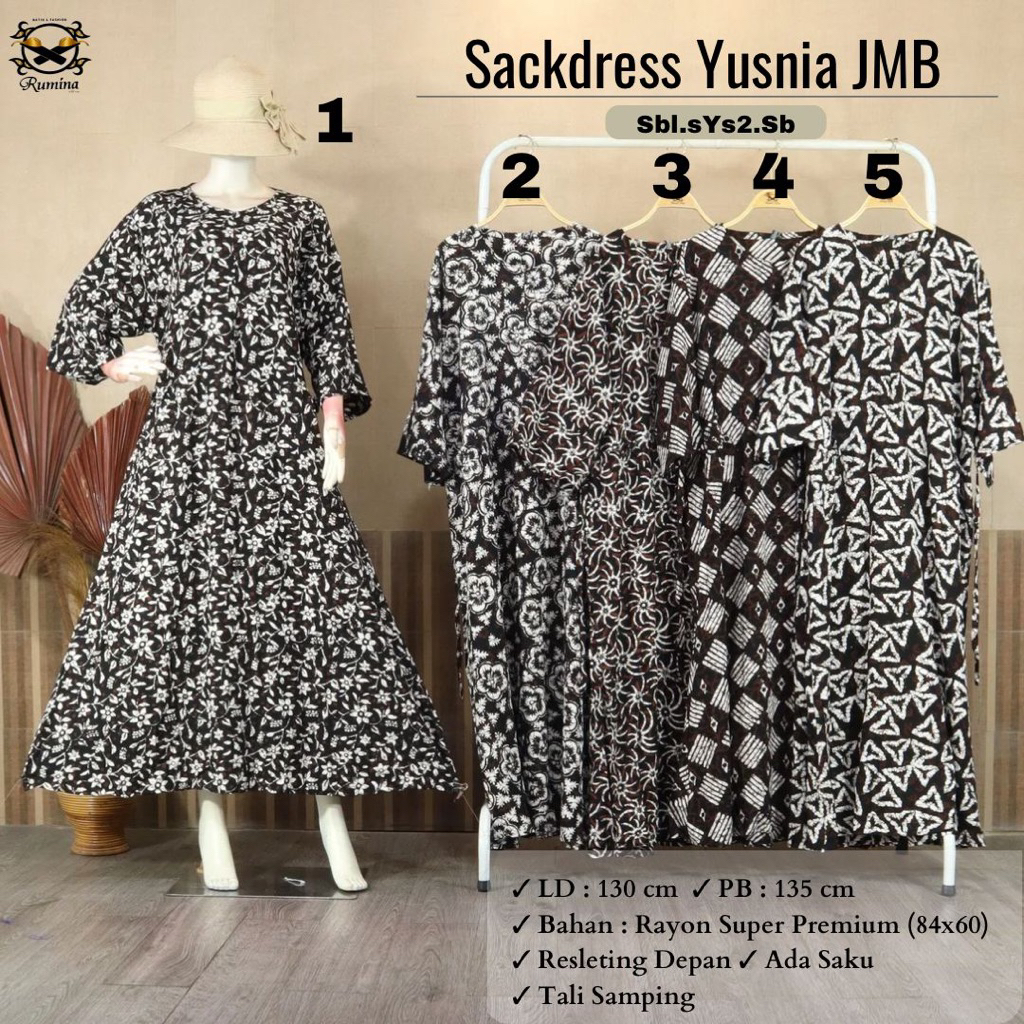 SACKDRESS YUSNIA JMB BATIK CAP PREMIUM BIG SIZE UNTUK MAMA MUDA SUPER JUMBO BAHAN DIJAMIN PALING TEB
