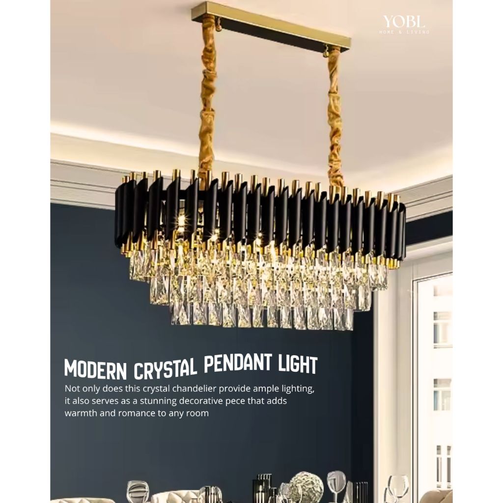 Lampu Hias Gantung Kristal Modern Hitam