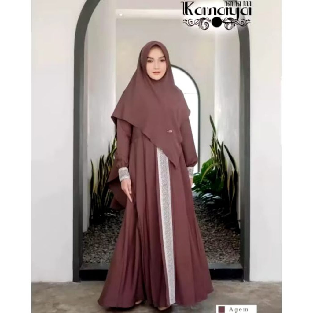 Gamis Set Hijab Kanaya Syar'i Bahan Crinkle Airflow