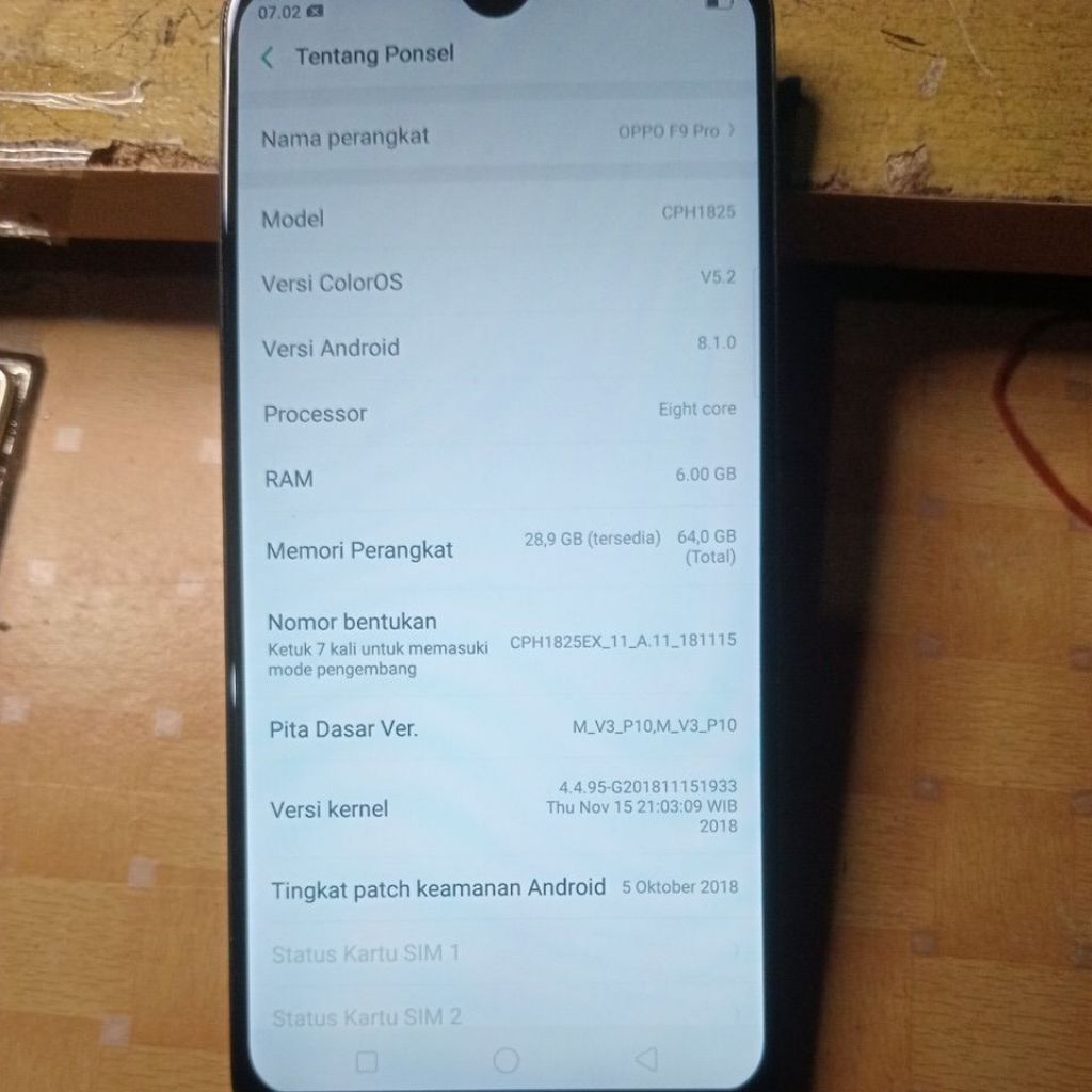 mesin Oppo f9 normal no pola ram 6/64