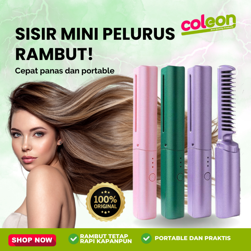 Sisir Pelurus Rambut Mini Portabel Travel Catokan Mini Cepat Panas Praktis Dibawa Kemana Saja