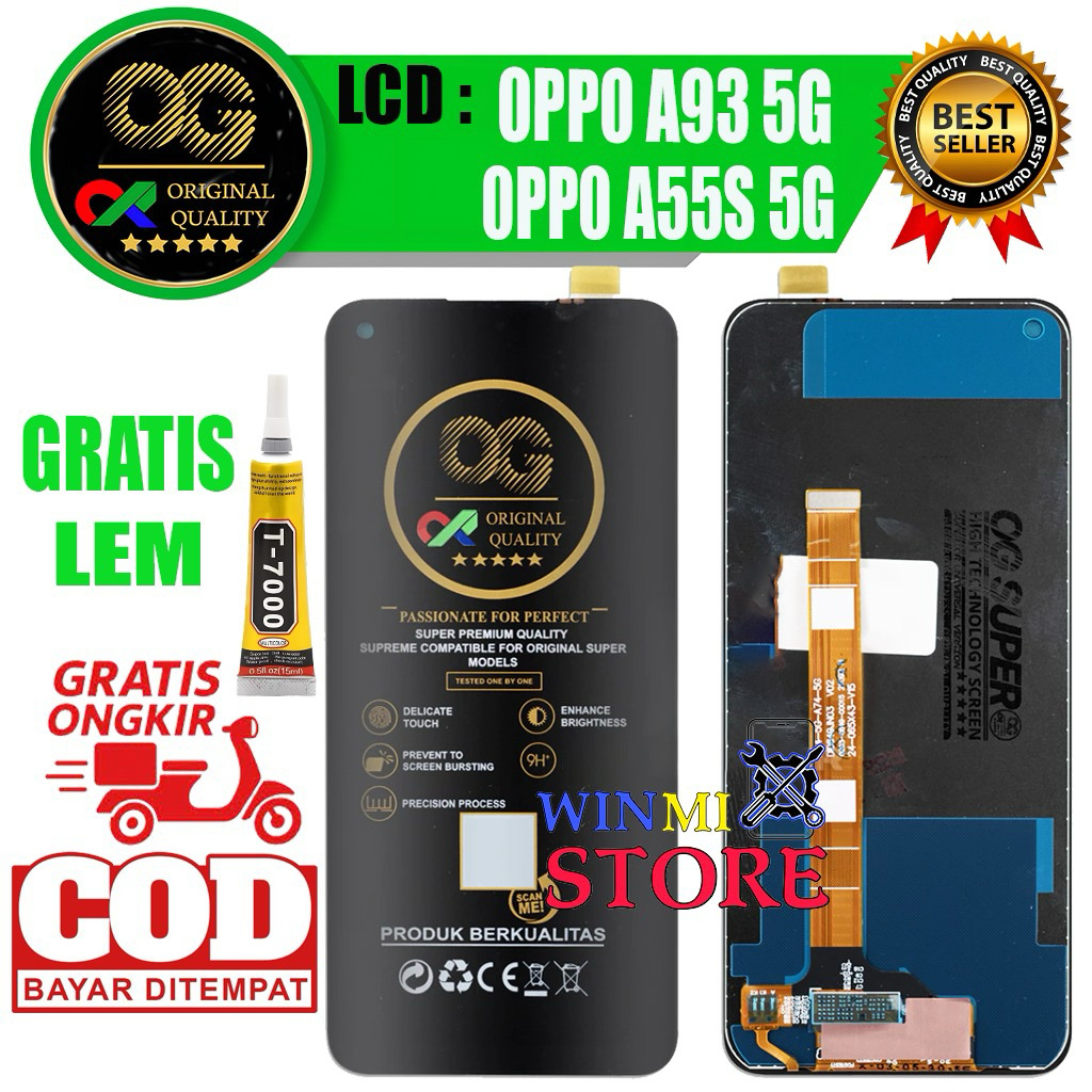 LCD OPPO A93 5G,LCD OPPO A55s 5G OG SUPER GRATIS LEM