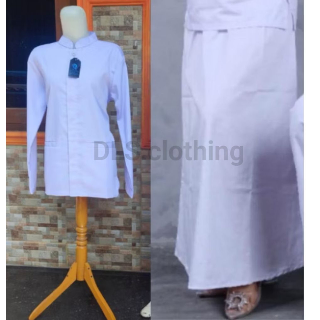Seragam kerja dinas putih/seragam perawat bidan lengan panjang Baju dan Rok A