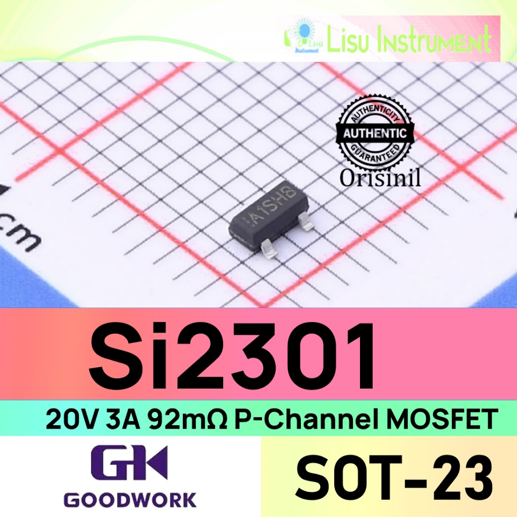 Si2301 20V 3A 92mOhms Single P-Channel MOSFET 2301 A1SHB SOT-23 GOODWORK