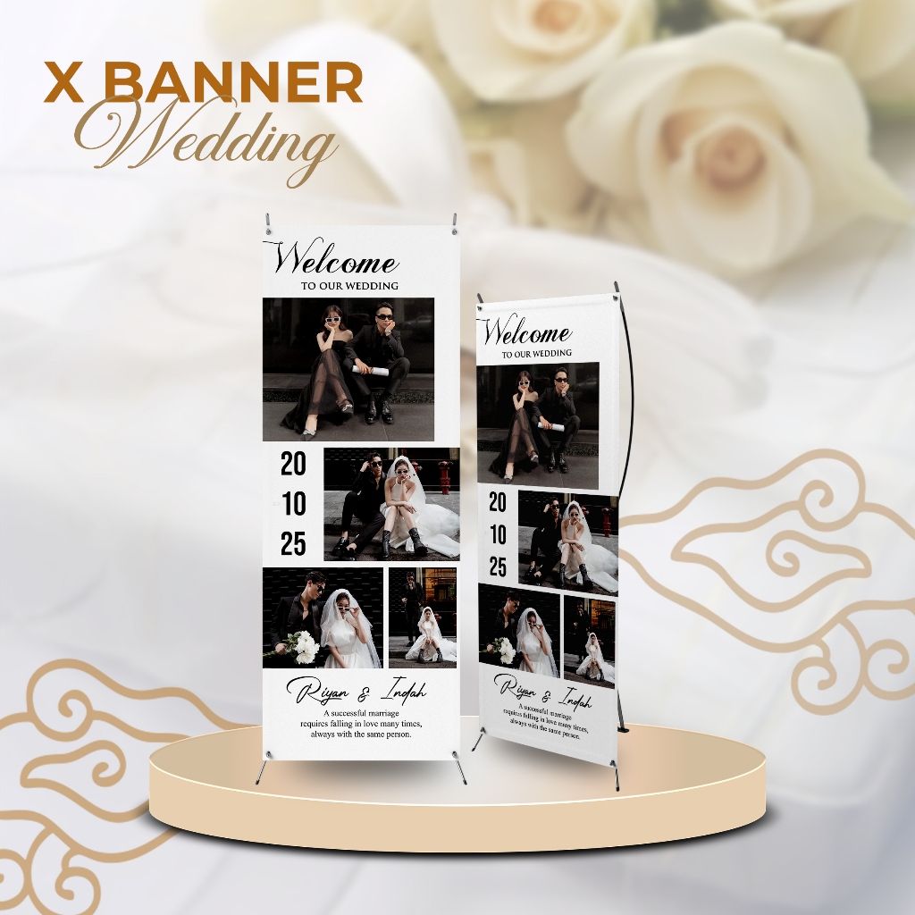 X Banner Wedding X Banner Pernikahan X Banner 60x160 Gratis Desain Sudah sama Tiang X Banner Termura