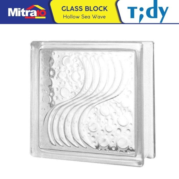 Glass Block Sea Wave 9.5x19x19 - Tidy
