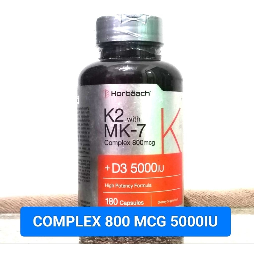 horbaach vitamin D3 k2 mk 7 complex 800 mcg 5000iu  isi 180 capsul