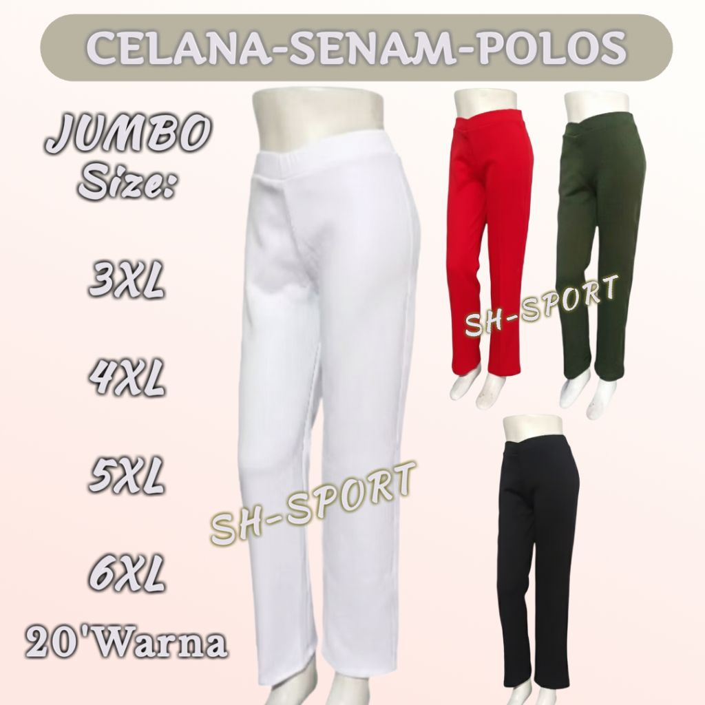 [JUMBO ][3XL, 4XL, 5XL, 6XL]>CELANA POLOS PANJANG //celana senam wanita//celana olahraga wanita//cel