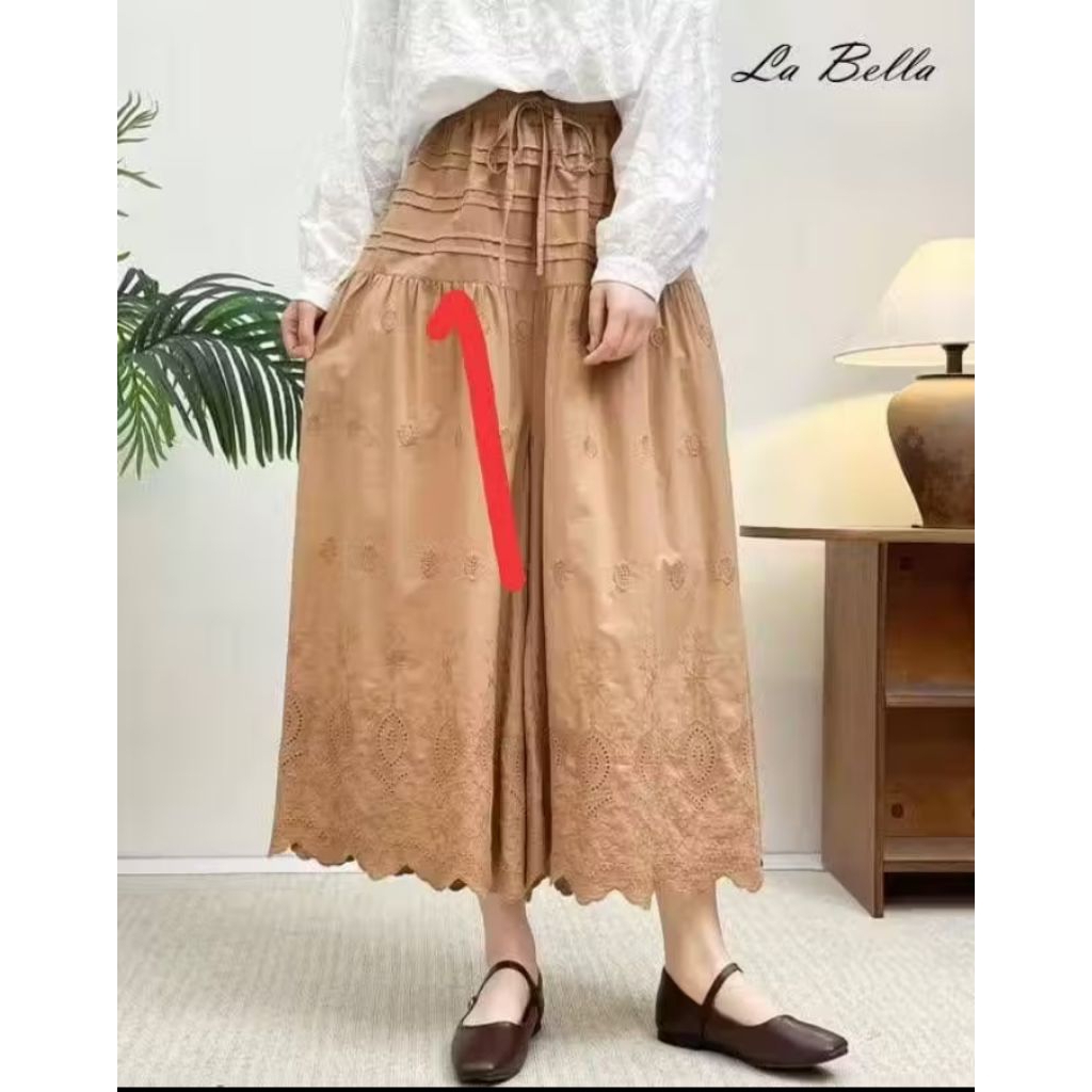 kulot lebar katun bordir dari harajuku