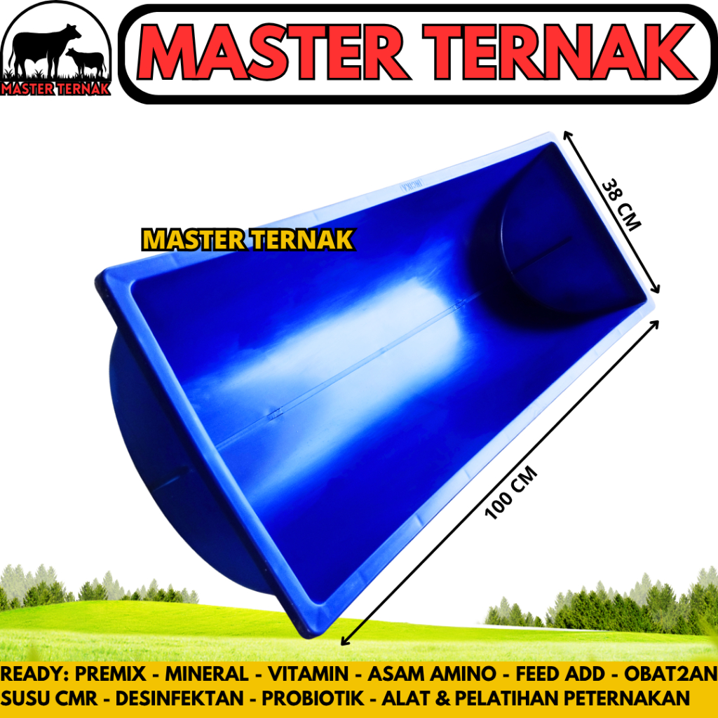 TEMPAT PAKAN KAMBING BIRU - Tempat Makan Kambing - Wadah Pakan Kambing - Palung Pakan Kambing Domba