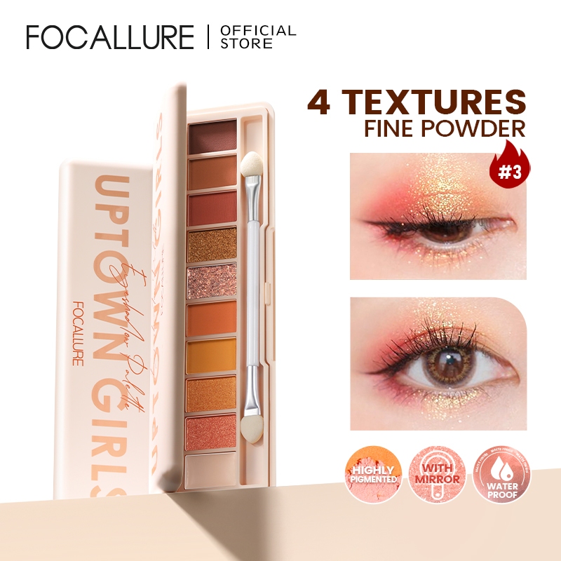 FOCALLURE 10 Warna Glitter Eyeshadow palette - kosmetik Mata