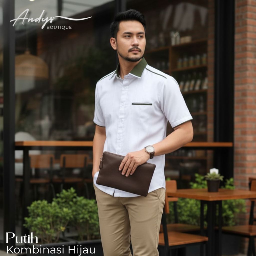 Kemeja Putih hijau,Kemeja Premium,Kemeja Benang timbul,kemeja pejabat,kemeja tailor,kemeja kerja