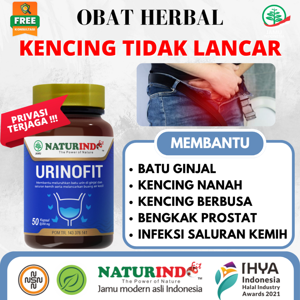 URINOFIT Obat Herbal Kencing Tidak Lancar Batu Ginjal Infeksi Saluran Kemih Kencing Nanah Naturindo