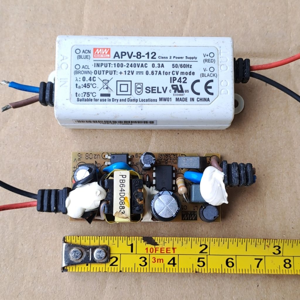 SMPS Adaptor 12V Mean Well APV-8-12 Bekas Modul Power Supply 12V 0.67A