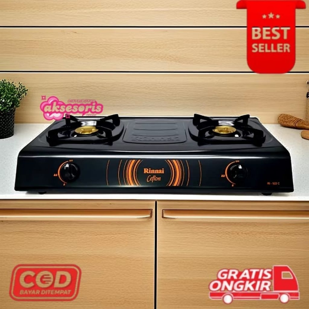 [DAM] Kompor gas rinnai 2 tungku stainless steel