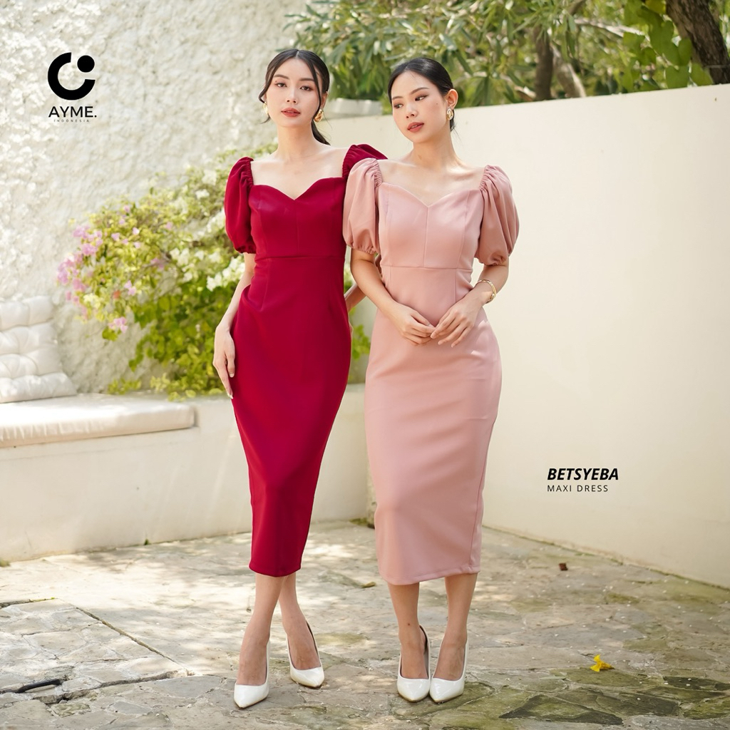 AYME | Maxi Dress Betsyeba Gaun Pesta Wanita Panjang Elegant Casual Feminime